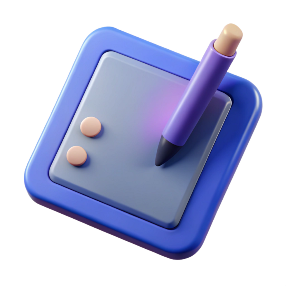 picturesque classic Graphic design tablet with stylus. NO BACKGROUND with Transparent Background. exclusive png