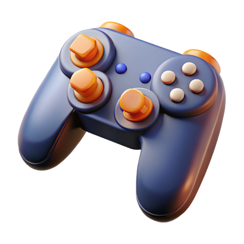 nostalgic vibrant Gaming controller with analog sticks and buttons. NO BACKGROUND with Transparent Background. expertly shot png