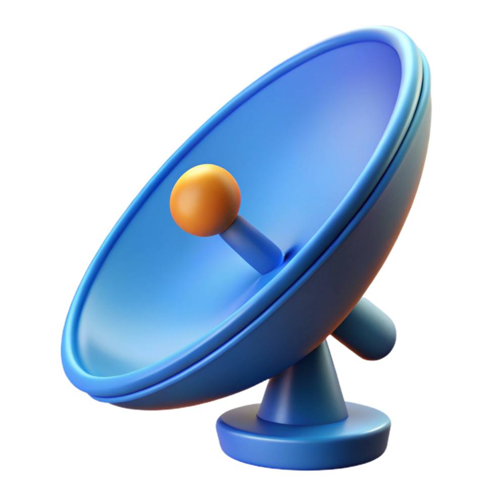 playful pristine Satellite dish pointing upwards. NO BACKGROUND with Transparent Background. gallery standard png