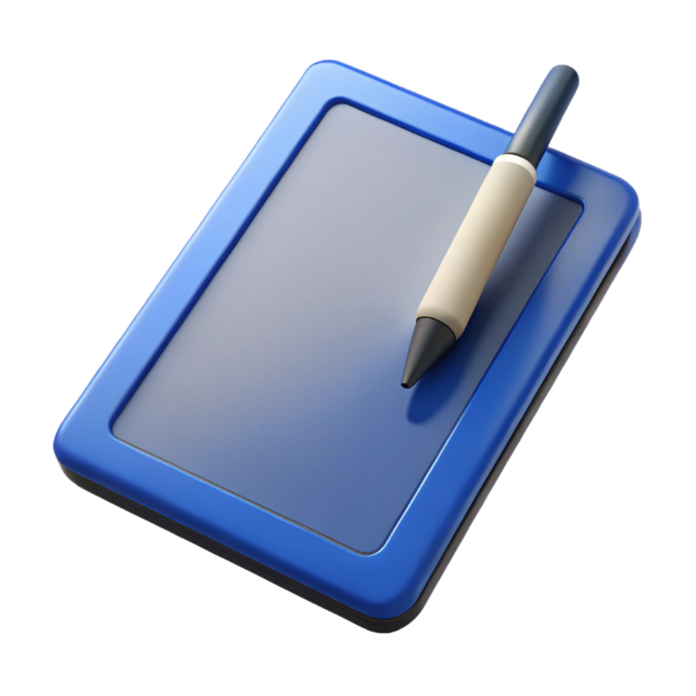 pristine passionate renaissance Tablet computer with stylus pen. NO BACKGROUND with Transparent Background. crisp png