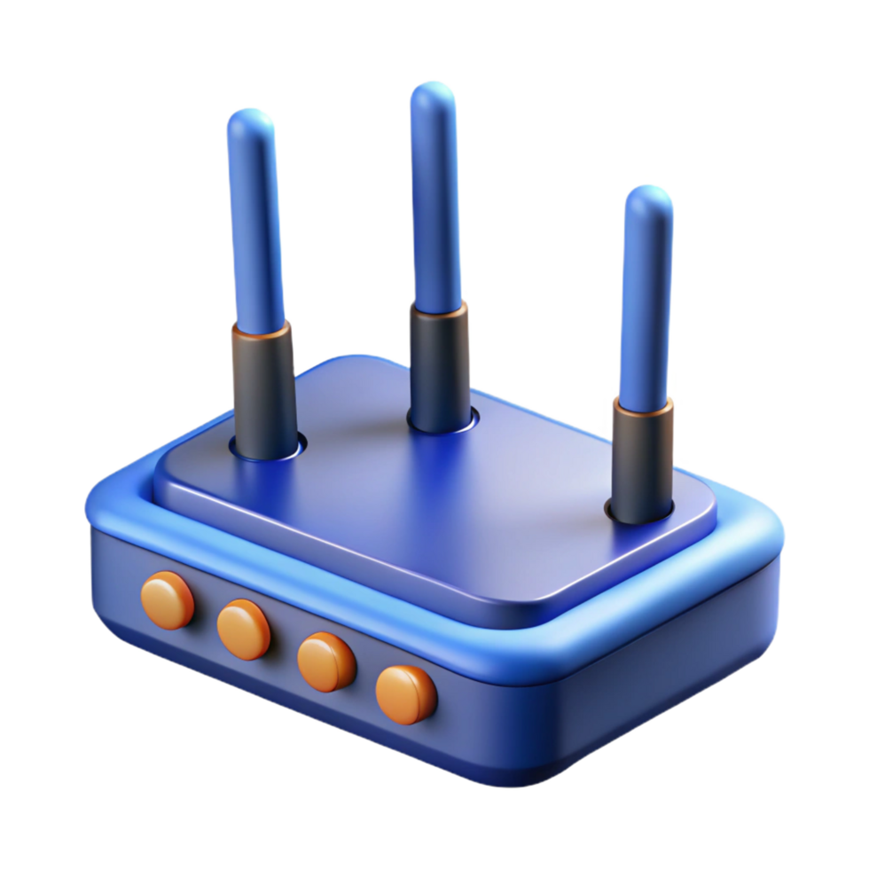 spectacular contemporary Wireless router with antennas. NO BACKGROUND with Transparent Background. high resolution png