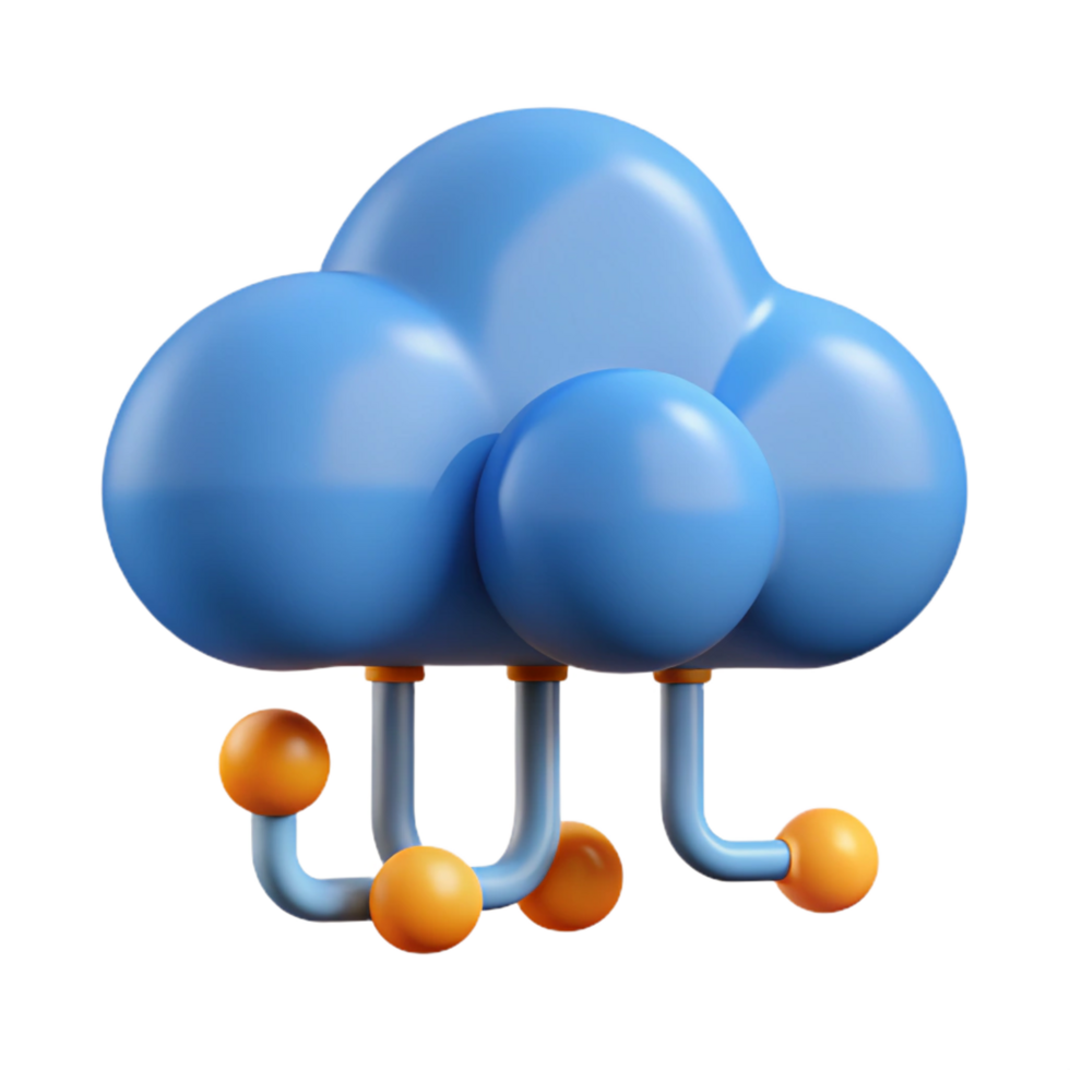 immaculate quintessential Cloud computing icon with data streams. NO BACKGROUND with Transparent Background. png