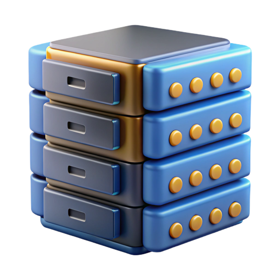 intense glorious Data storage server with multiple hard drives. NO BACKGROUND with Transparent Background. high quality png