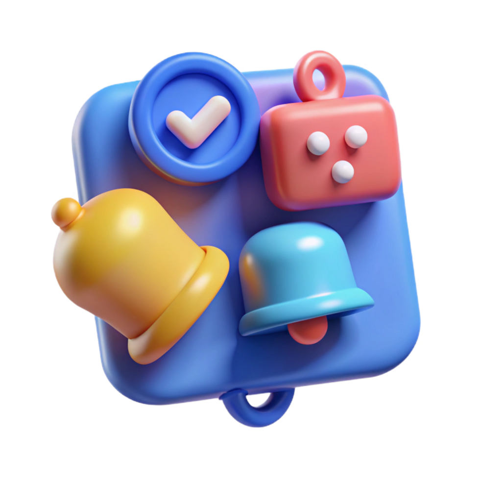 glorious futuristic Social media icons with notifications. NO BACKGROUND with Transparent Background. top-tier png