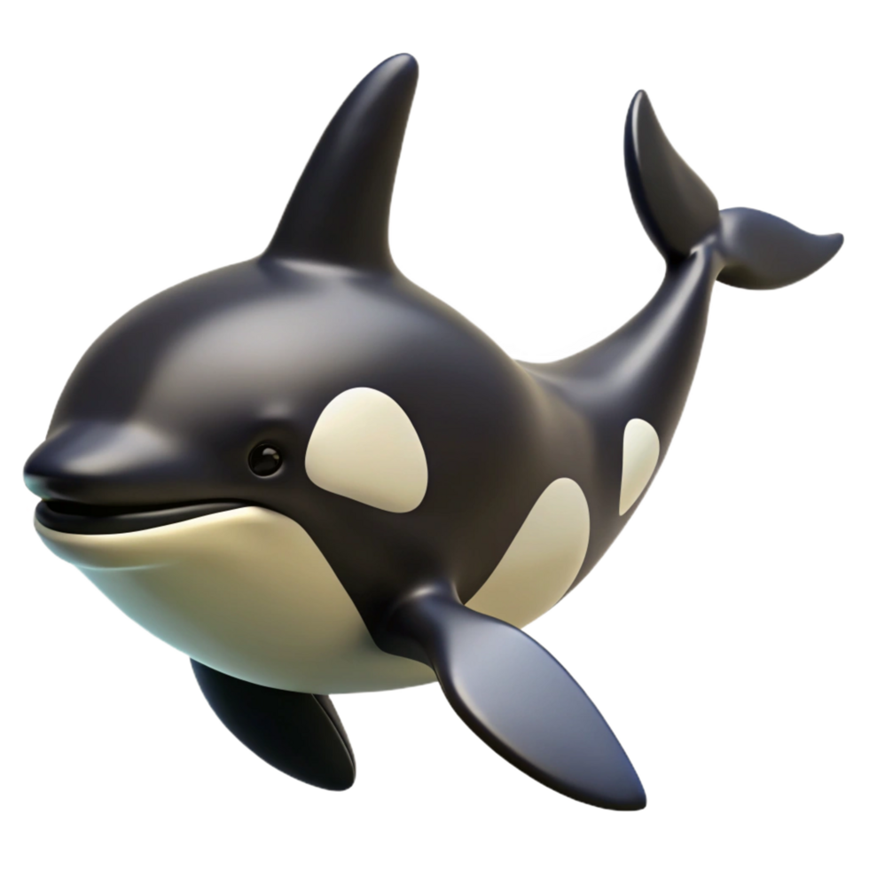 immaculate bold contemporary A swimming Orca whale, dorsal fin visible, NO BACKGROUND with Transparent Background. impeccable png