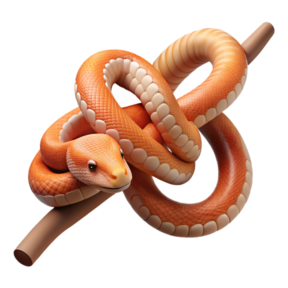 mysterious breathtaking A slithering Corn Snake, wrapped around a branch branch removed, NO BACKGROUND with Transparent Background. fine detail png
