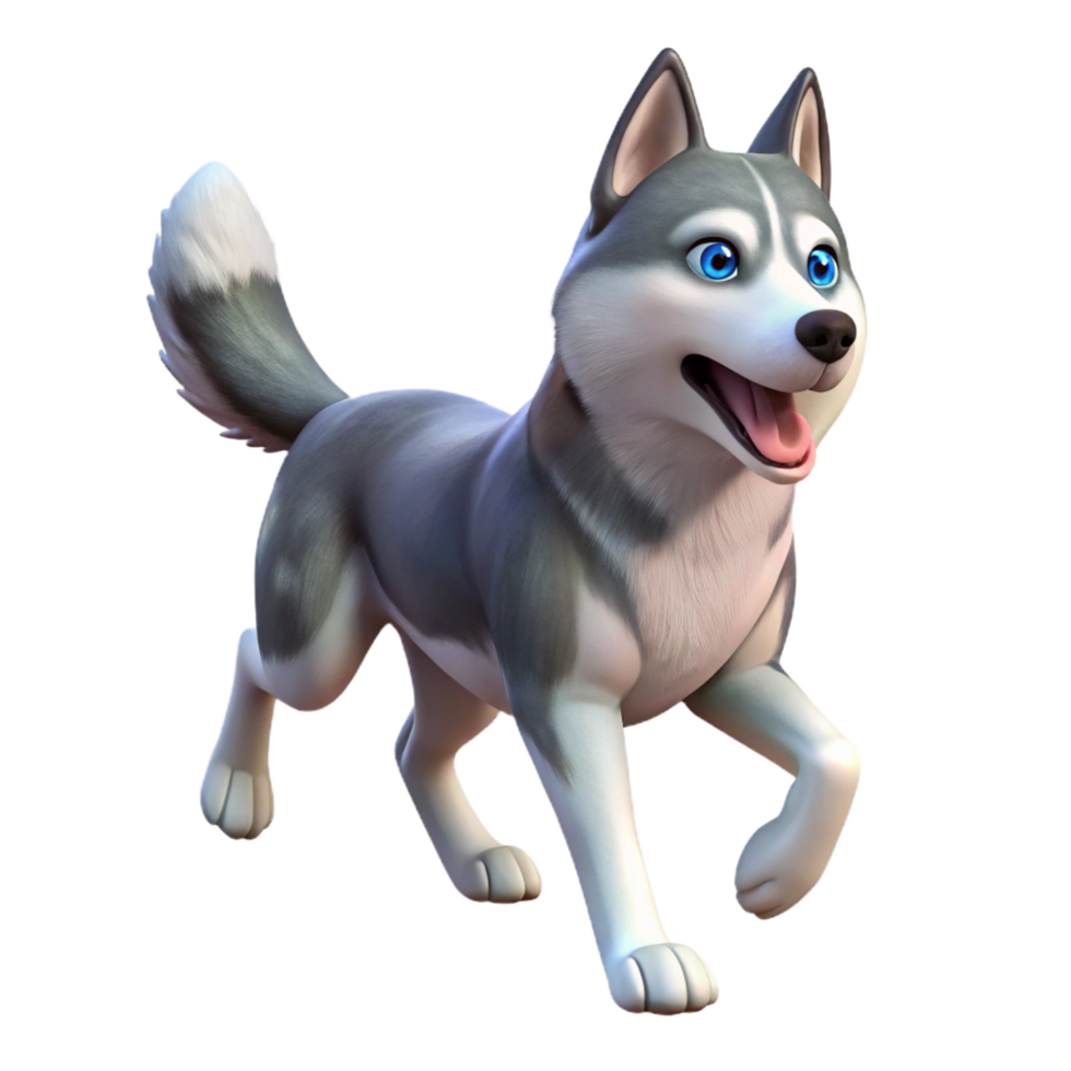 passionate stunning A running Siberian Husky dog, full body, NO BACKGROUND with Transparent Background. premium png