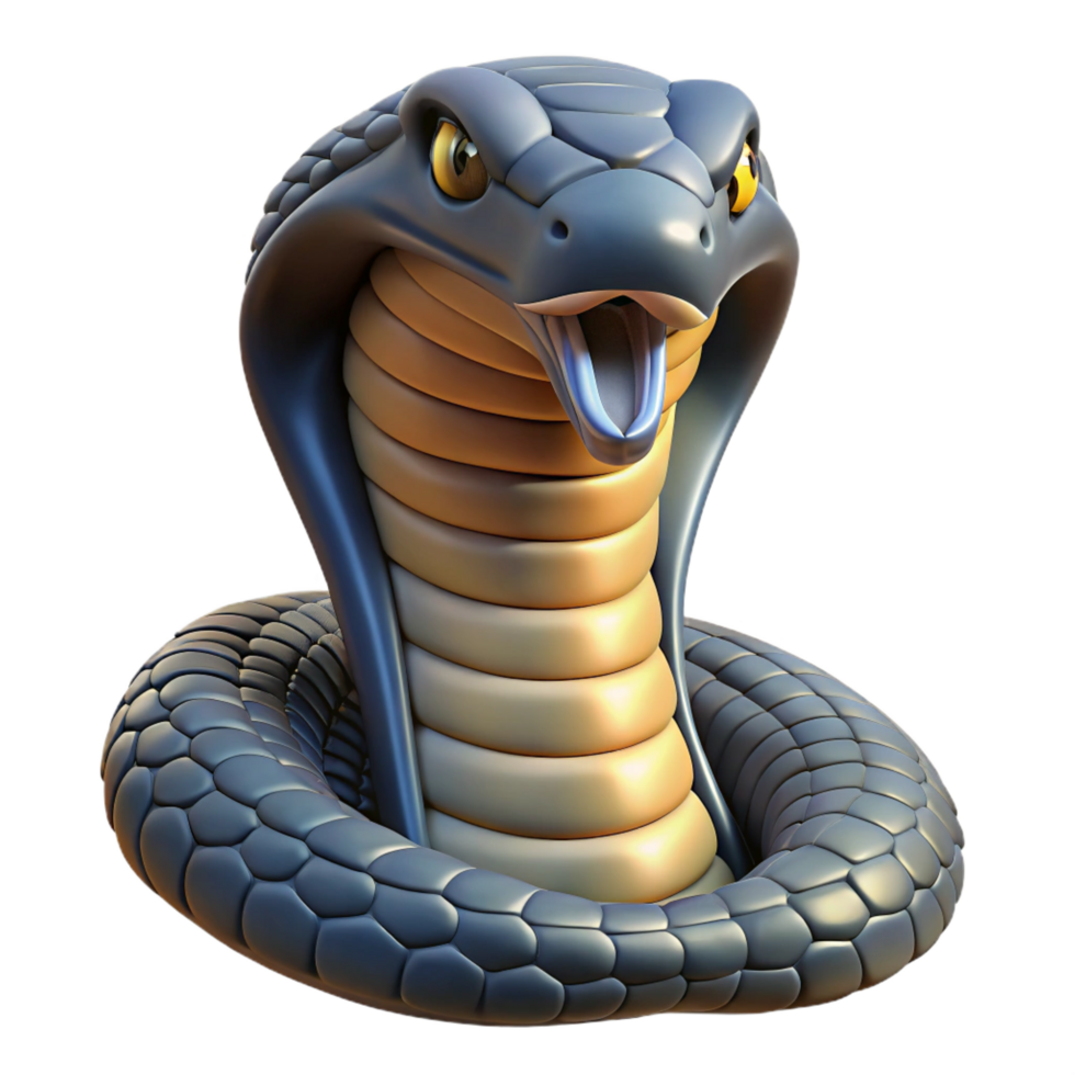 wonderful tropical A close-up of a King Cobra, hood flared, NO BACKGROUND with Transparent Background. 8K png