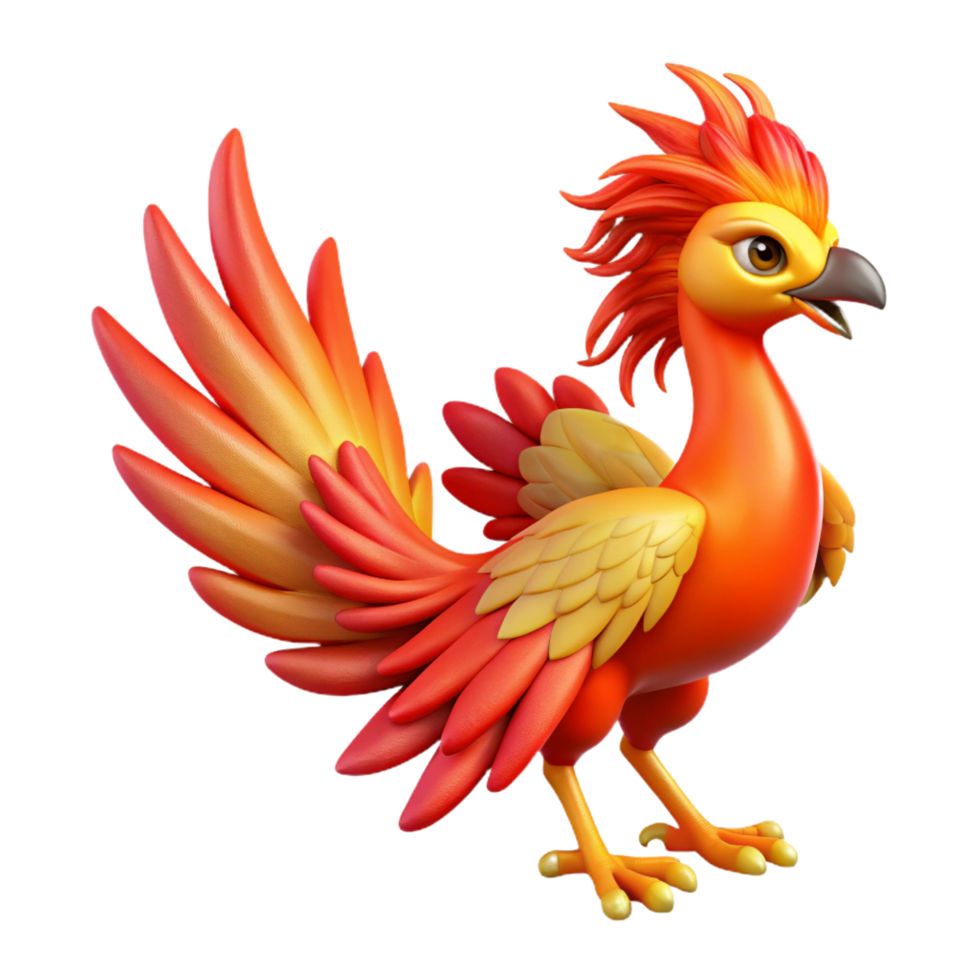 timeless vintage Phoenix, mythical firebird, vibrant plumage, NO BACKGROUND with Transparent Background. sharp png