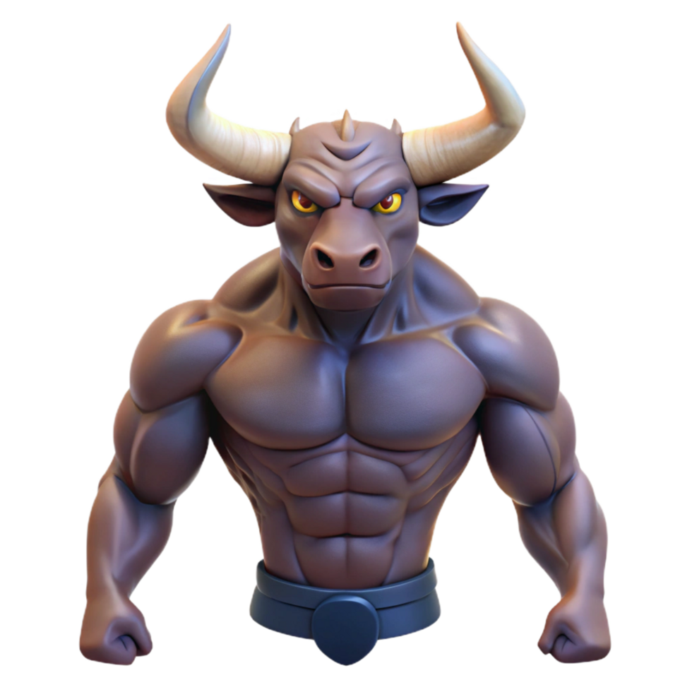 sumptuous gothic Minotaur, bull-headed humanoid, muscular, NO BACKGROUND with Transparent Background. luxury png