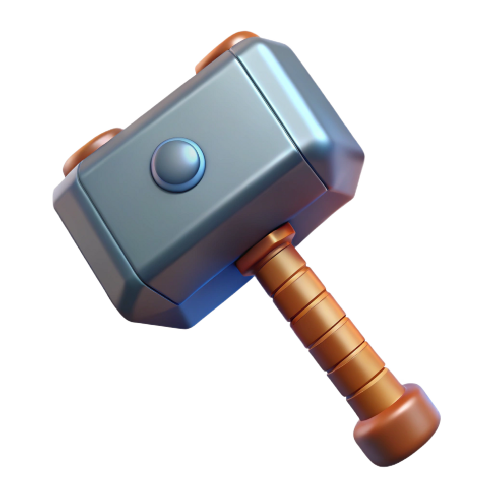 memorable contemporary Thor's Hammer, Mjolnir, Norse mythology, NO BACKGROUND with Transparent Background. refined png