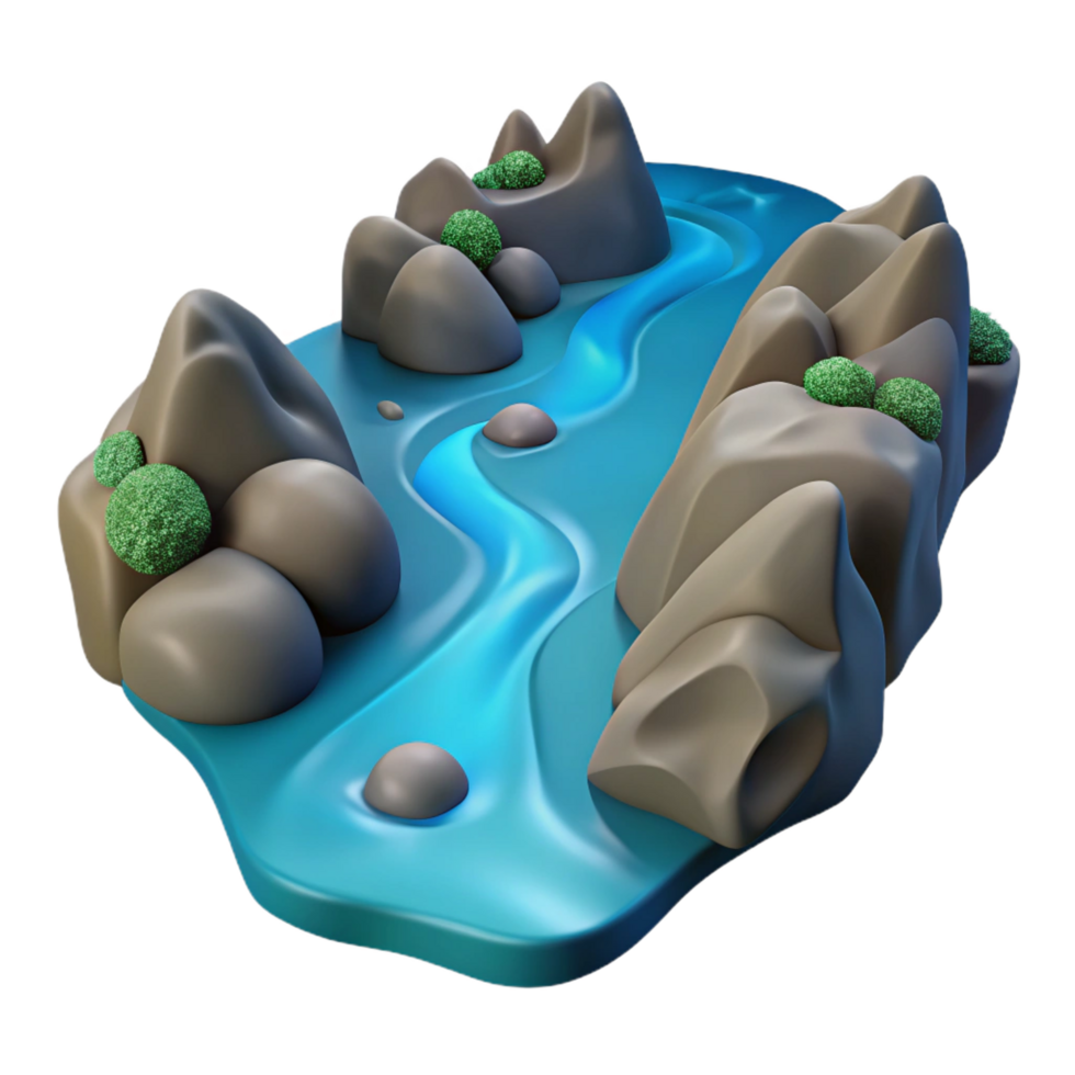 signature art deco Styx, river of the underworld, flowing water, NO BACKGROUND with Transparent Background. handcrafted png