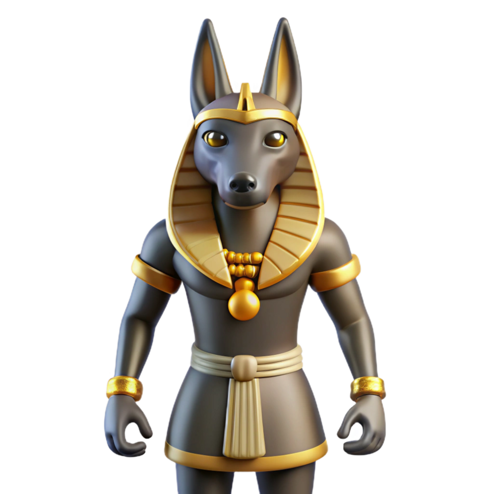 inspired surreal Anubis, Egyptian god of the dead, jackal-headed, NO BACKGROUND with Transparent Background. precision png