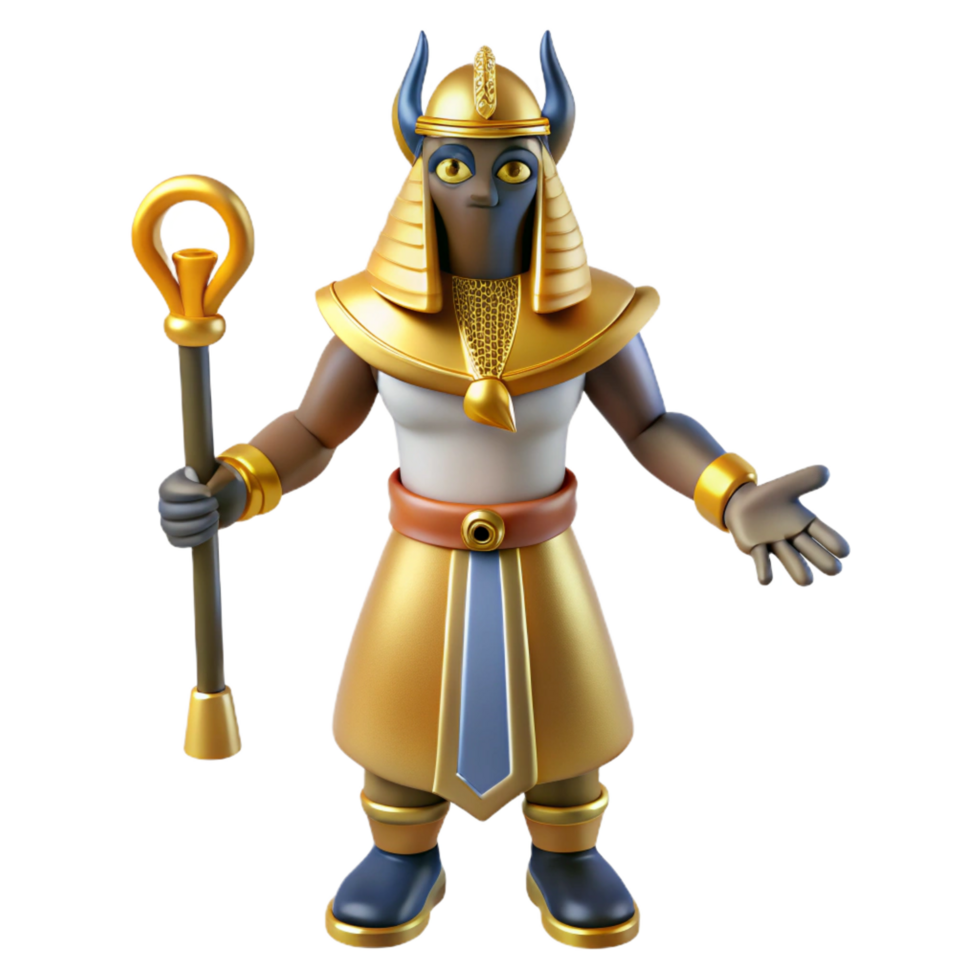 whimsical alluring Osiris, Egyptian god of the underworld, regal pose, NO BACKGROUND with Transparent Background. top-tier png