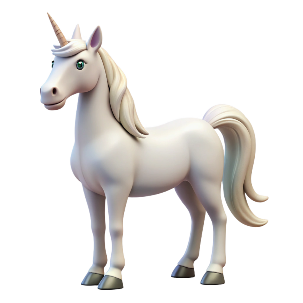 peaceful impressive Unicorn, single-horned horse, pure white, NO BACKGROUND with Transparent Background. elite png