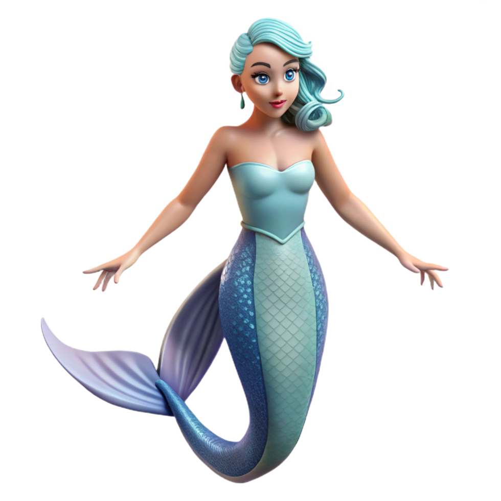 nostalgic sumptuous Mermaid, half-human, half-fish, beautiful, NO BACKGROUND with Transparent Background. high resolution png