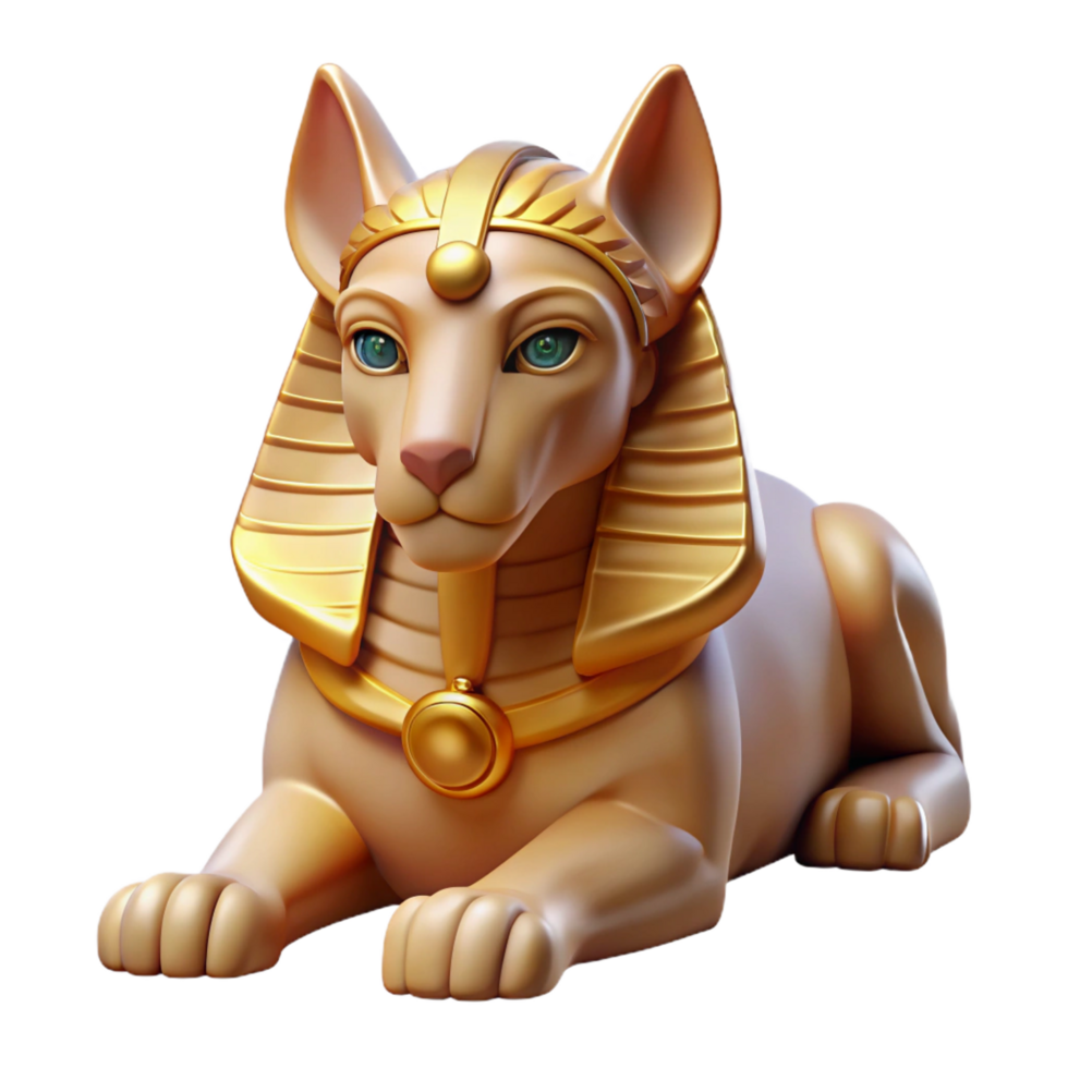 intense serene Sphinx, enigmatic creature, riddle-posing, NO BACKGROUND with Transparent Background. perfect clarity png
