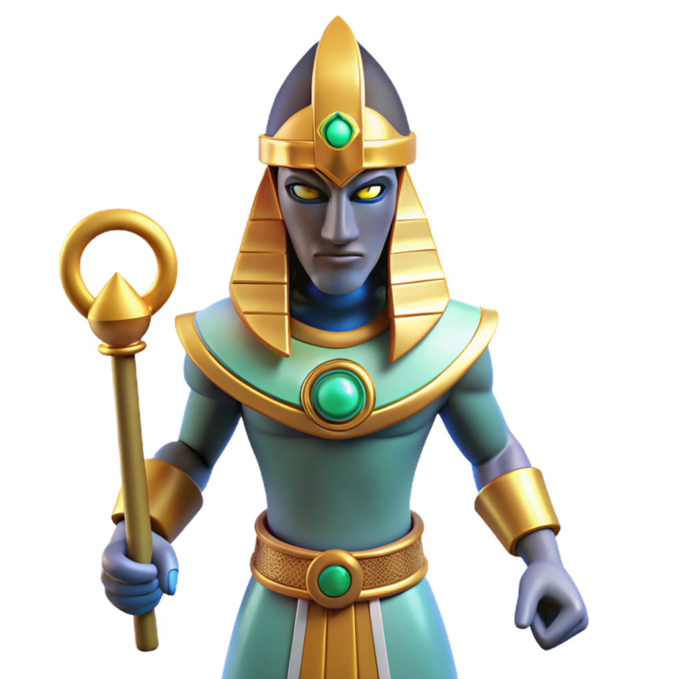 radiant unparalleled Osiris, Egyptian god of the underworld. NO BACKGROUND with Transparent Background. png
