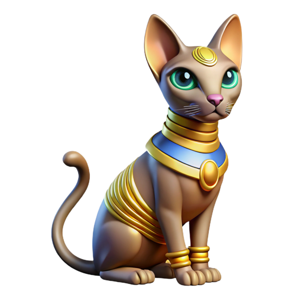 glorious geometric Bastet, Egyptian cat goddess. NO BACKGROUND with Transparent Background. expertly shot png