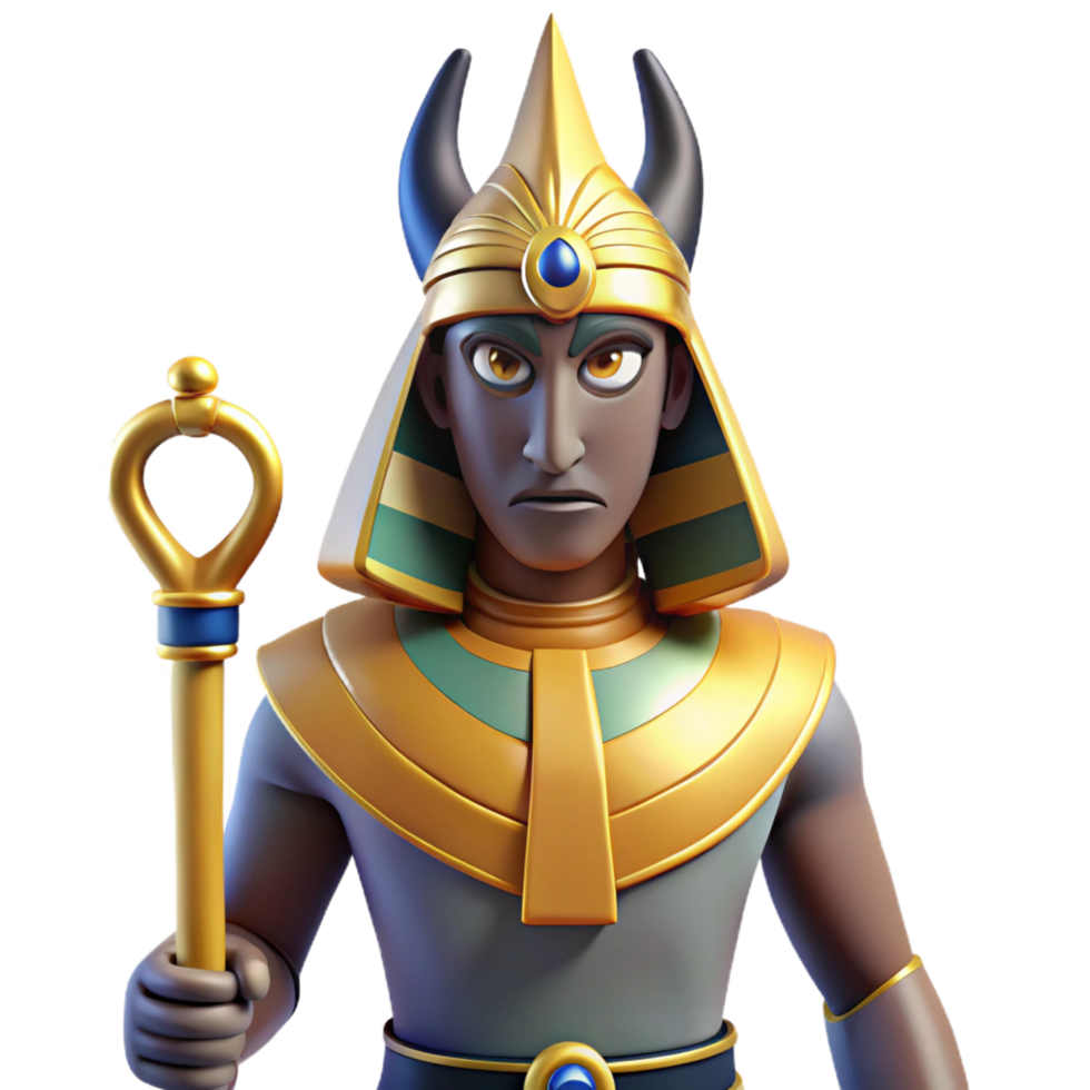 majestic iconic Osiris, Egyptian god of the underworld. NO BACKGROUND with Transparent Background. png