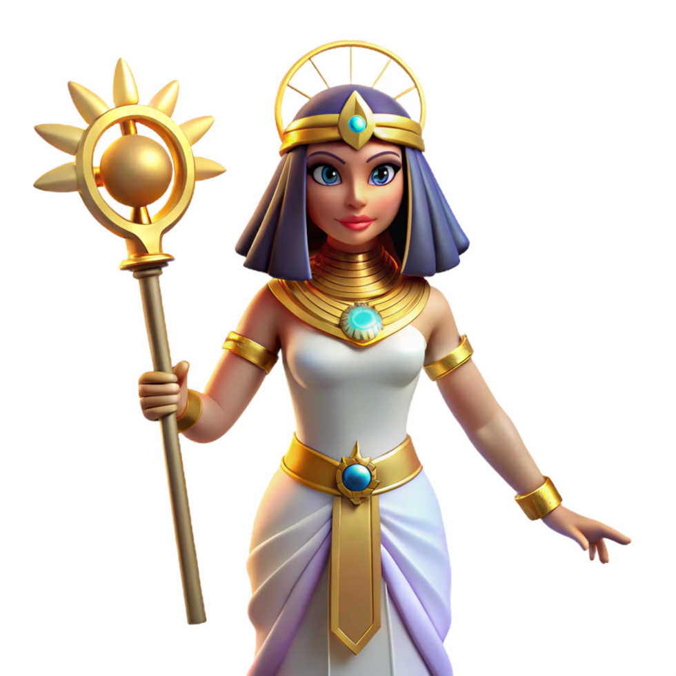 radiant remarkable Isis, Egyptian goddess of magic. NO BACKGROUND with Transparent Background. png