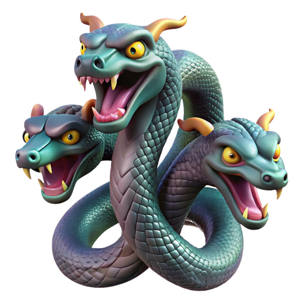 sumptuous unforgettable Hydra, multi-headed serpent, regenerating, NO BACKGROUND with Transparent Background. png