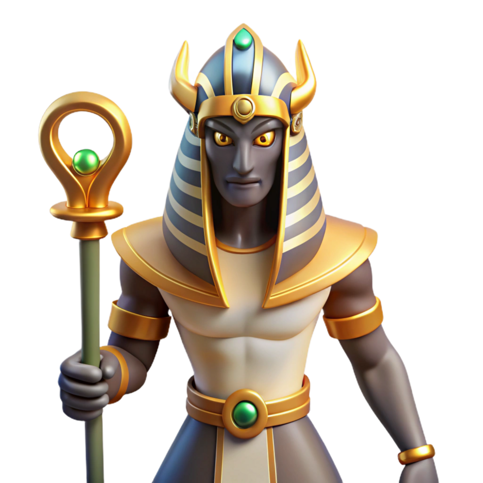 gorgeous unparalleled Osiris, Egyptian god of the underworld. NO BACKGROUND with Transparent Background. png