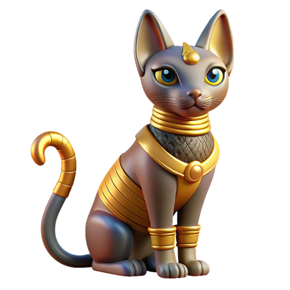 immaculate bohemian Bastet, Egyptian cat goddess. NO BACKGROUND with Transparent Background. high resolution png