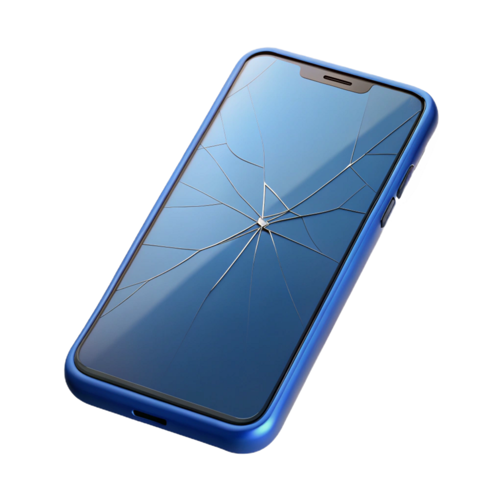 timeless creative Smartphone with cracked screen NO BACKGROUND with Transparent Background. 8K png