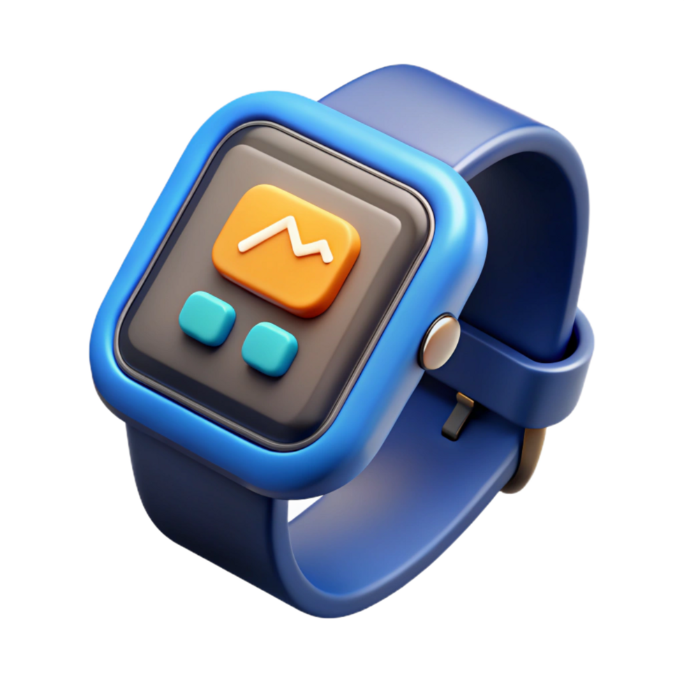 unforgettable geometric Smartwatch displaying fitness data NO BACKGROUND with Transparent Background. professional png