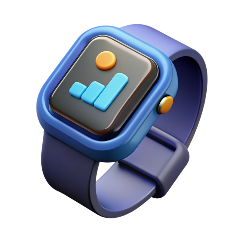 radiant reflective victorian Smartwatch displaying fitness data NO BACKGROUND with Transparent Background. professional png