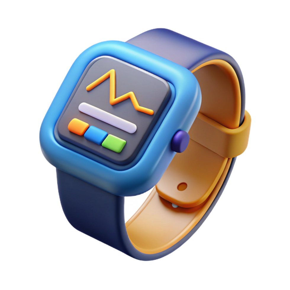 harmonious glorious Smartwatch displaying fitness data NO BACKGROUND with Transparent Background. masterfully captured png