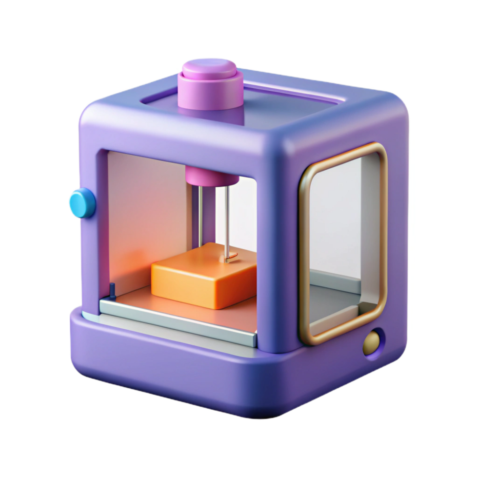 majestic nostalgic coastal 3D printer printing a small object NO BACKGROUND with Transparent Background. exclusive png