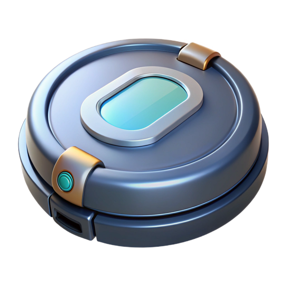 reflective exquisite Robot vacuum cleaner NO BACKGROUND with Transparent Background. high quality png