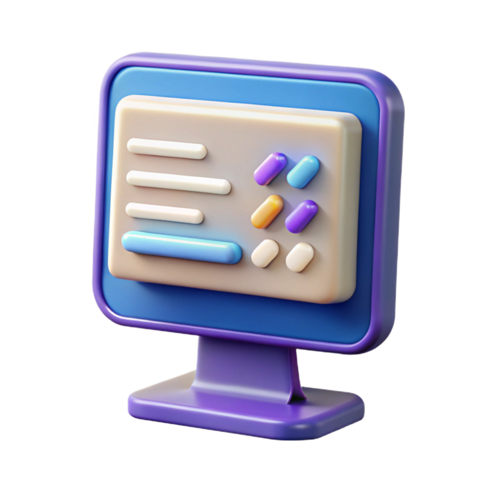 intense hypnotic Computer monitor displaying code NO BACKGROUND with Transparent Background. artisan png