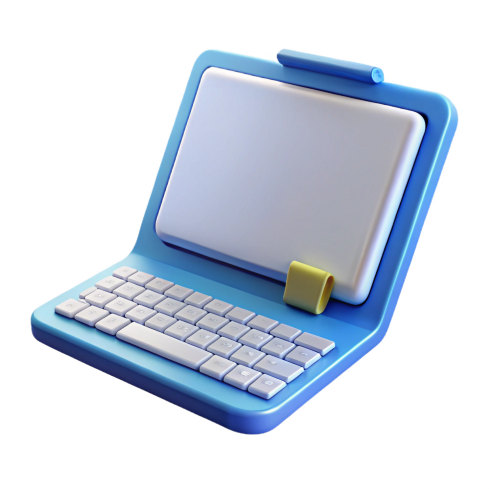 unparalleled artistic Tablet computer with keyboard attached NO BACKGROUND with Transparent Background. crisp png