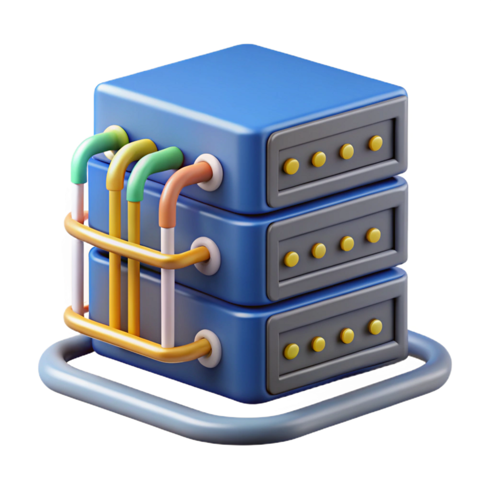 immaculate reflective bohemian Server rack with cables connected NO BACKGROUND with Transparent Background. crisp png