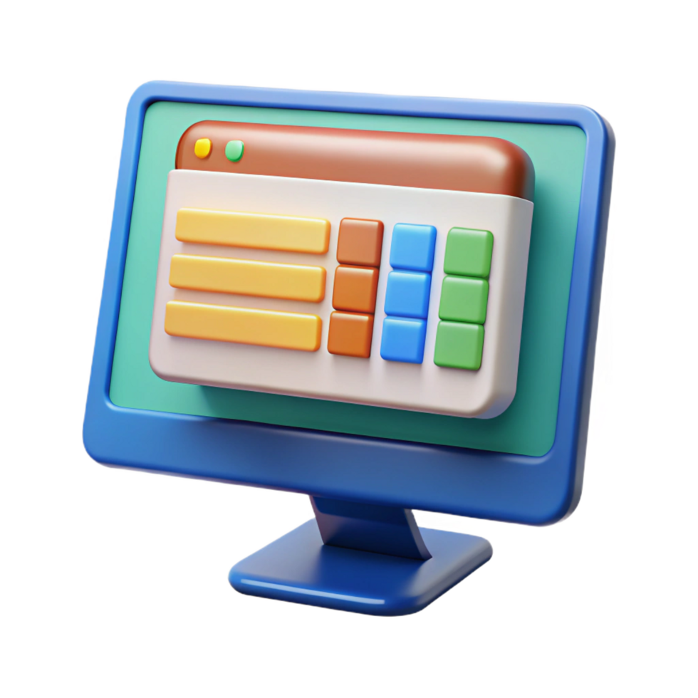gorgeous unforgettable Computer monitor displaying a spreadsheet NO BACKGROUND with Transparent Background. png