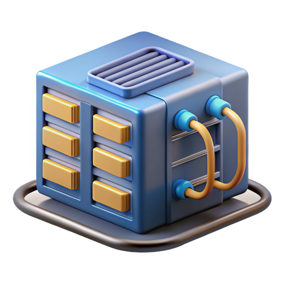 mesmerizing ethereal surreal Server rack with cables connected NO BACKGROUND with Transparent Background. premium png