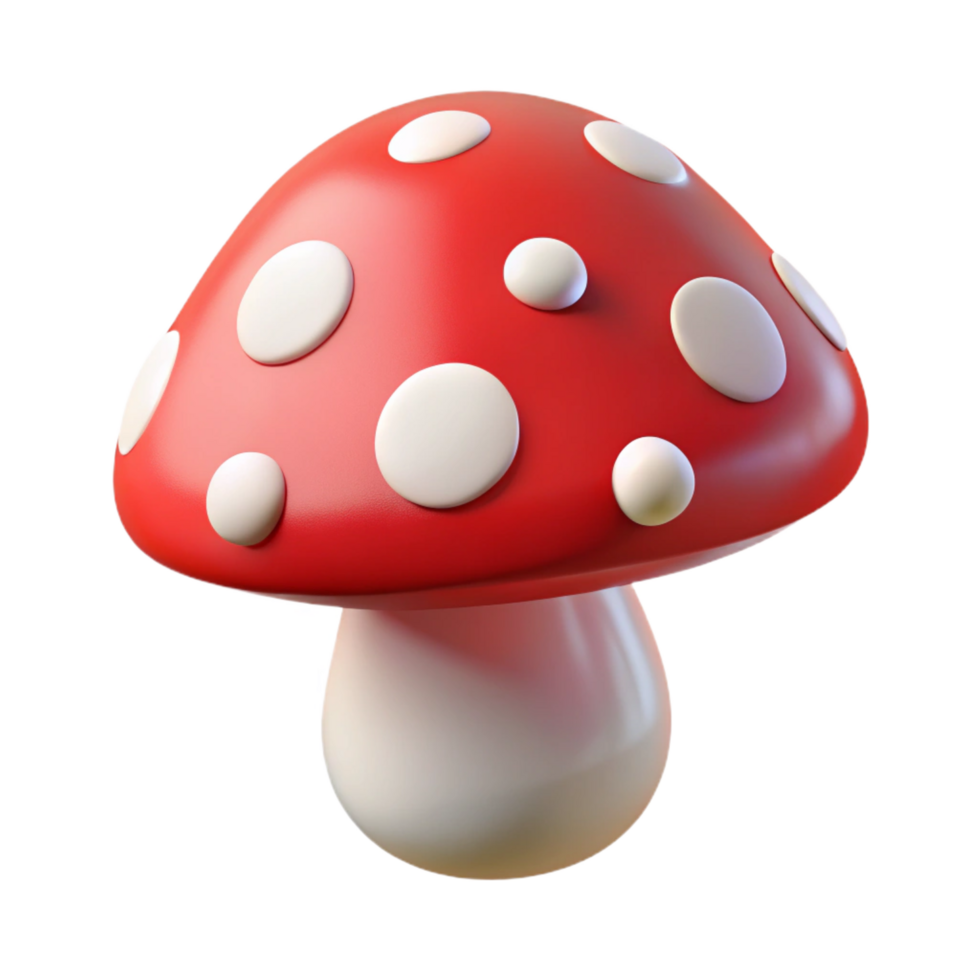 remarkable abstract A single, poisonous mushroom with bright red and white spots, NO BACKGROUND with Transparent Background. fine detail png