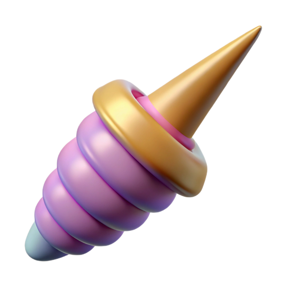picturesque bold surreal A detailed illustration of a unicorn horn, NO BACKGROUND with Transparent Background. authentic png