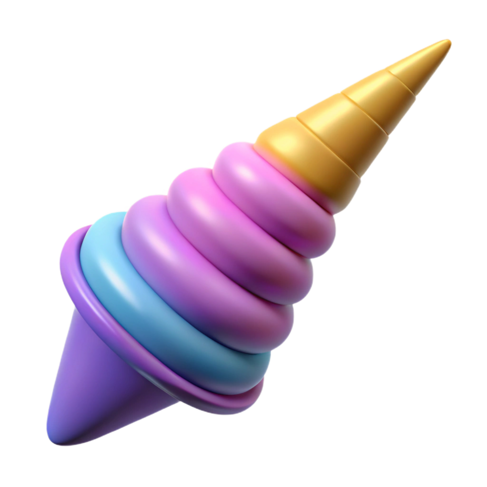 playful elegant A detailed illustration of a unicorn horn, NO BACKGROUND with Transparent Background. flawless png