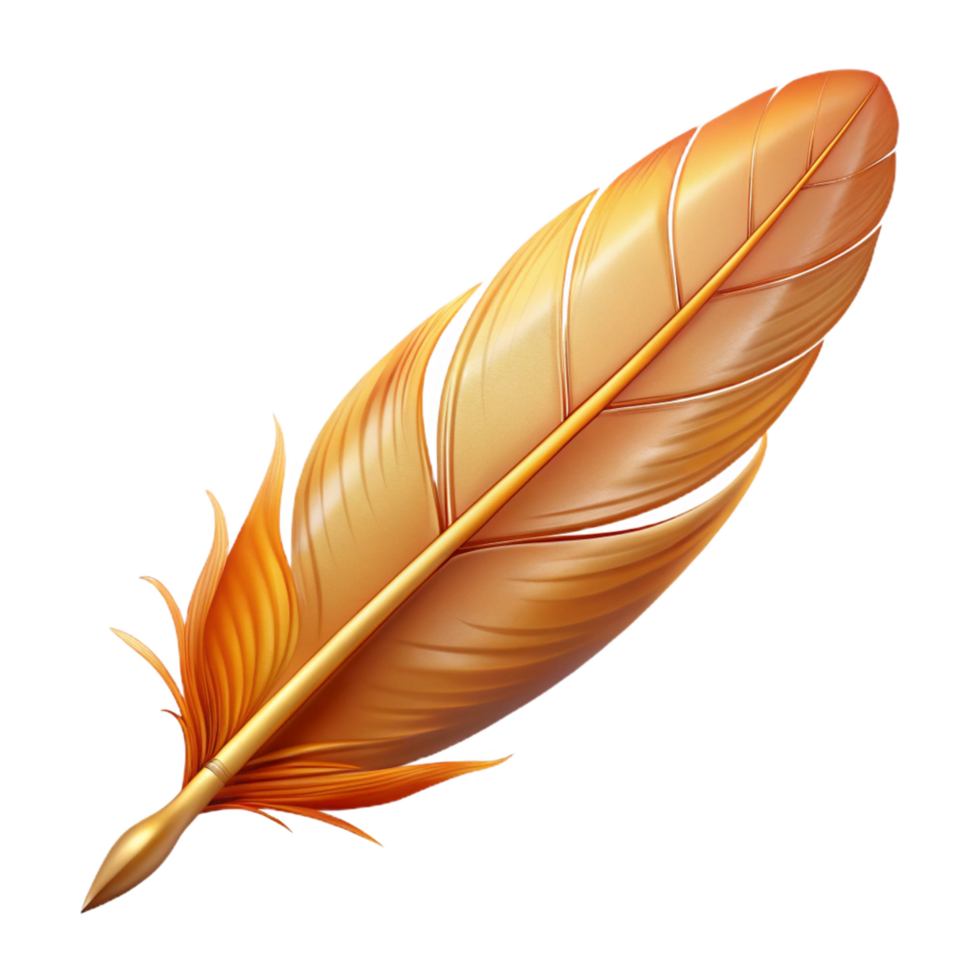signature classic A realistic rendering of a phoenix feather, NO BACKGROUND with Transparent Background. high resolution png