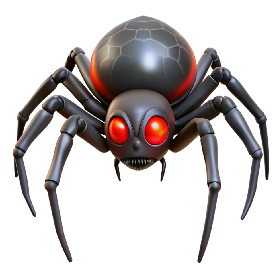 glorious ethereal art deco A creepy, realistic spider with glowing red eyes, NO BACKGROUND with Transparent Background. impeccable png