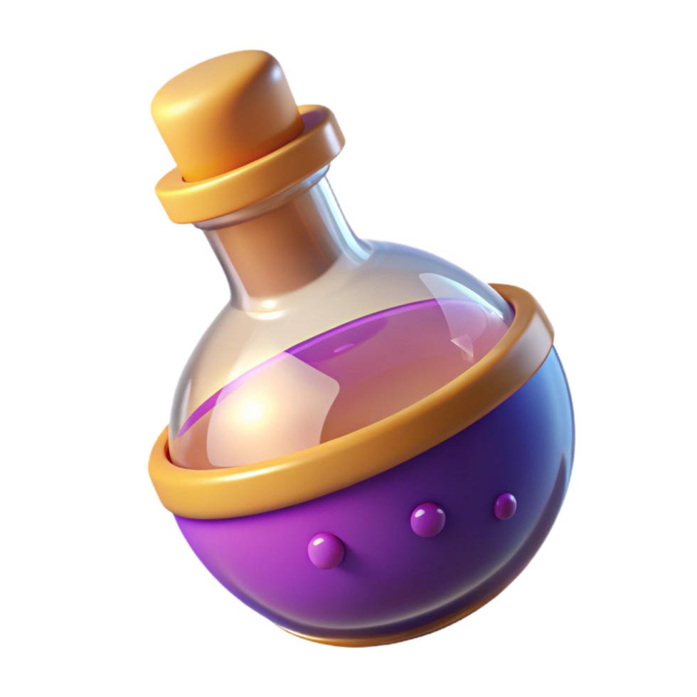 notable gothic A stylized illustration of a magic potion bottle with bubbling liquid, NO BACKGROUND with Transparent Background. gallery standard png