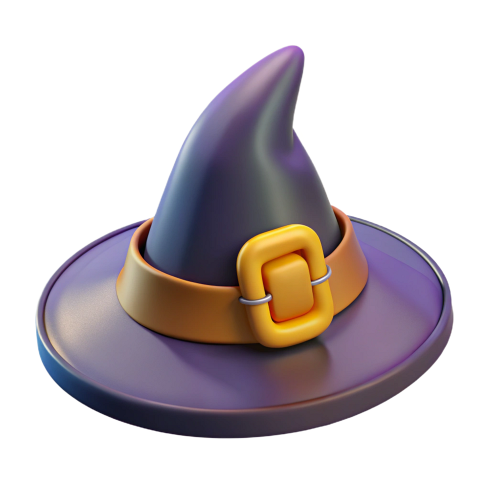 rare industrial A cartoon-style witch's hat with a buckle, NO BACKGROUND with Transparent Background. impeccable png