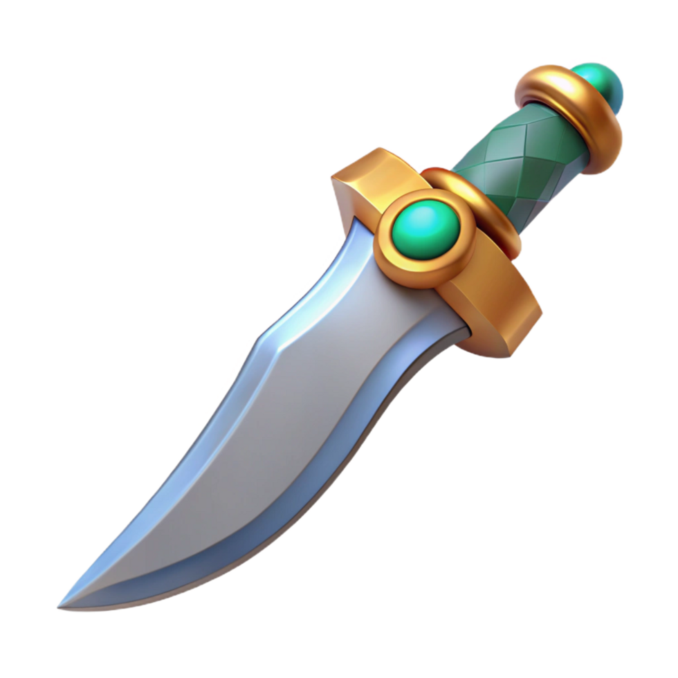 intense wonderful A single, sharp, curved dagger with a jeweled hilt, NO BACKGROUND with Transparent Background. impeccable png