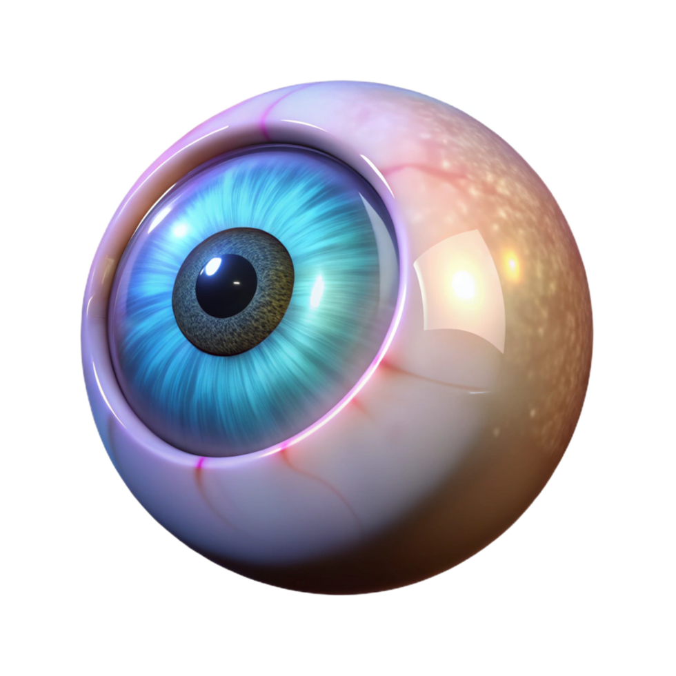 nostalgic breathtaking A realistic rendering of a single human eye with a magical glow, NO BACKGROUND with Transparent Background. flawless png