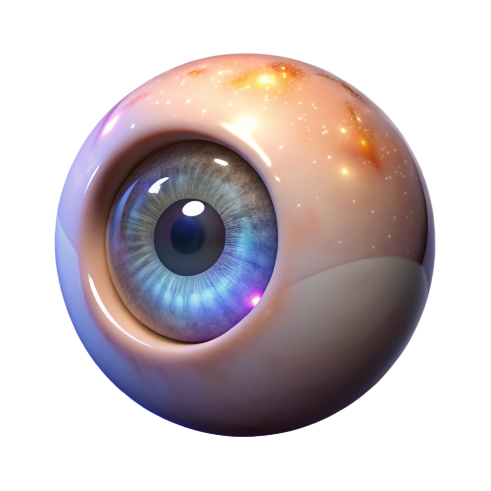 memorable art deco A realistic rendering of a single human eye with a magical glow, NO BACKGROUND with Transparent Background. impeccable png
