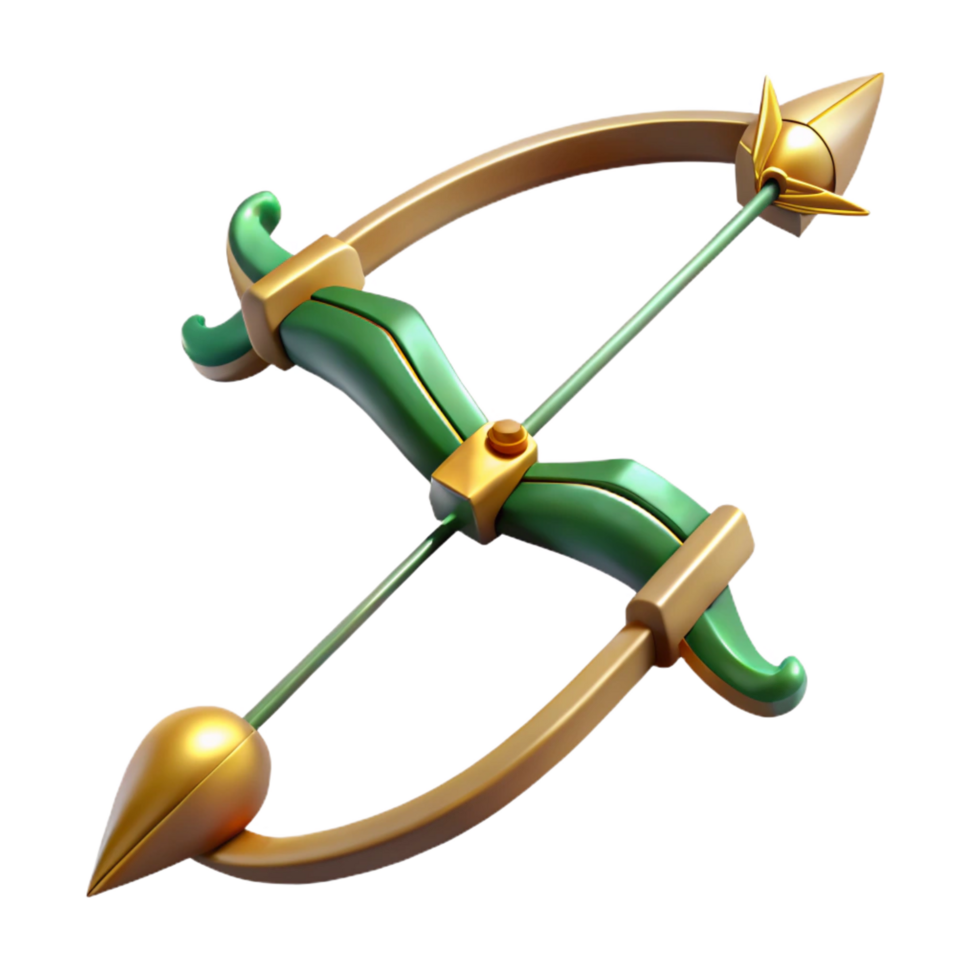 picturesque avant-garde A beautiful elven bow and arrow, NO BACKGROUND with Transparent Background. perfect clarity png